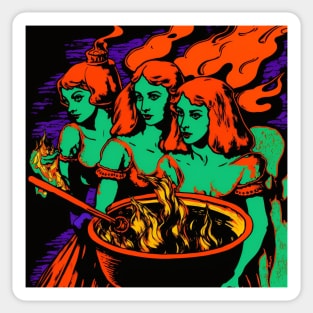 Witches Around a Cauldron Pop Art 3 Sticker